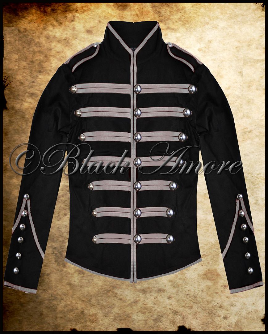 Military Jacket Steampunk Black Parade Drummer Hussar Band Emo